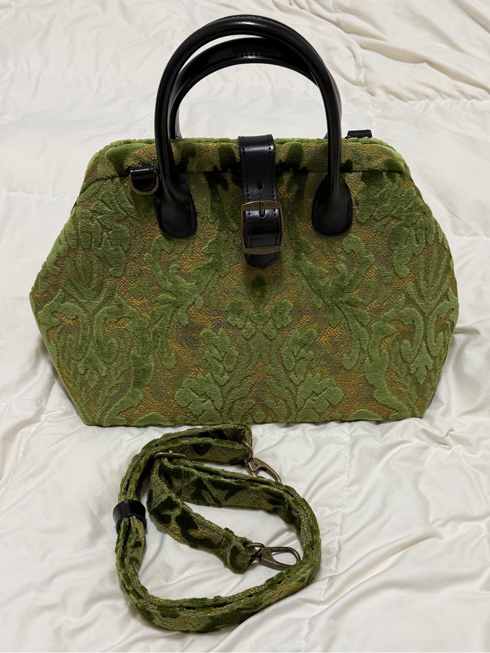 Vintage Green Carpet Bag